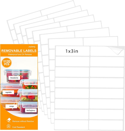 1120 PCS Removable Freezer Labels for Organizing, 1”x3” Frozen Food Labels Stickers, Tear-Resistant No Residue Blank Sticker Labels to Write On, Removable Labels for Food Containers