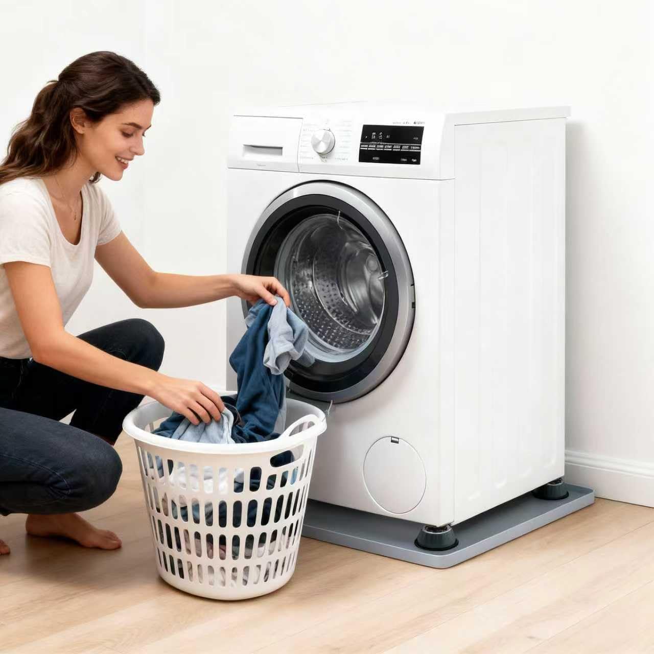 Washing Machine Drain Pan, 27x27 Inch Silicone Mat with Raised Edge | Waterproof Leak Protector Tray for Under Washer and Dryer, Anti-Slip and Foldable Laundry Room Mat
