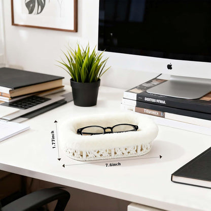 Plush Lined Eyeglass Holder Case for Nightstand | Anti-scratch Glasses Holder,Cotton Rope Eyeglass Stand Storage Organizer Tray for Office Desk