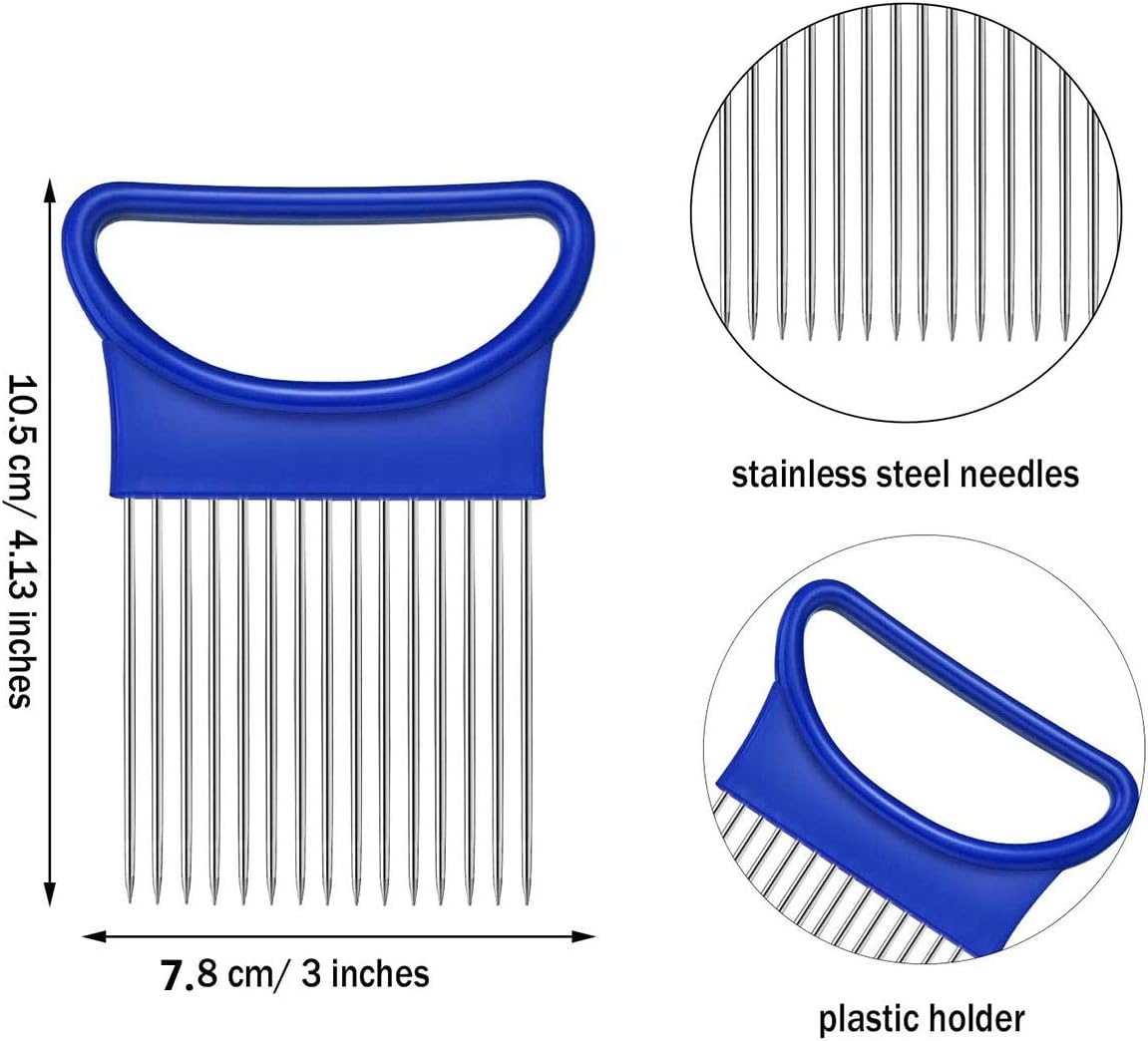 2Pcs Onion Holder Slicer, Stainless Steel | Onion Holder for Slicing, 10 Long Needles, Vegetable Chopper, Food Slicing, Multi-Purpose Cutter for Tomato Potato Lemon
