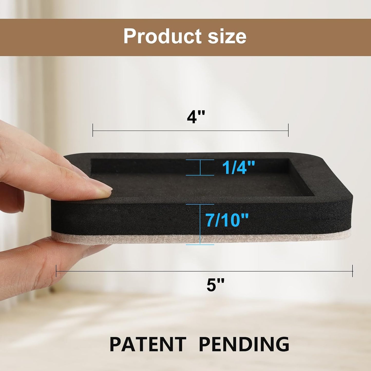 Upgraded Felt Furniture Sliders for Hardwood Floors - 8 PCS 4" | Patented Groove Design, Furniture Movers Sliders, Easily and Safely Move Any Item, Floor Protection