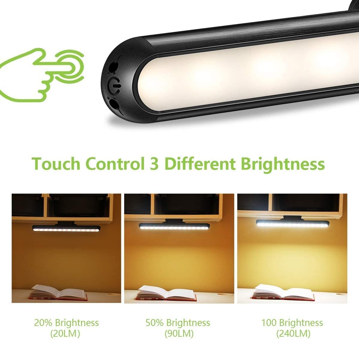 Dimmable Touch Light Bar Rechargeable Wall Mounted Reading Lights Stick on Bunk Bed Lamp Headboard Magnet Mount Wireless Portable 2000mah Battery LED for Closet Mirror Makeup (3W)