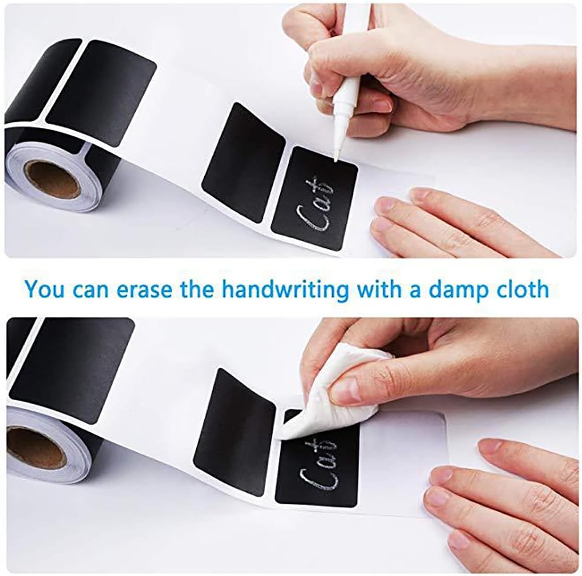 Chalkboard Label 240 Pcs Waterproof Reusable Labels for Food Containers Chalk Sticker Labels with 3 Liquid Chalk Markers for Mason Jars, Parties Decoration, Craft Rooms, Storage, Home, Kitchen