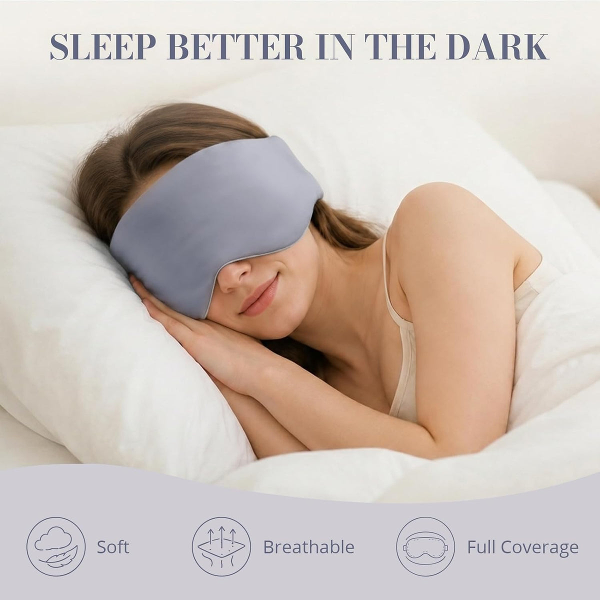 Sleep Mask for Women Men, Reversible Eye Mask Sleeping with Cozy & Cooling Sides, Adjustable Velcro Band, Blackout Face-Hugging Padded Eye Cover for Sleeping Travel Office, Grey/White