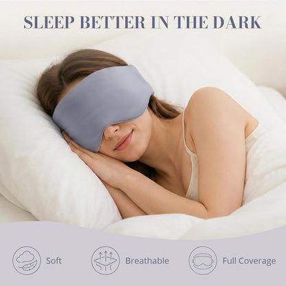 Sleep Mask for Women Men, Reversible Eye Mask Sleeping with Cozy & Cooling Sides, Adjustable Velcro Band, Blackout Face-Hugging Padded Eye Cover for Sleeping Travel Office, Grey/White