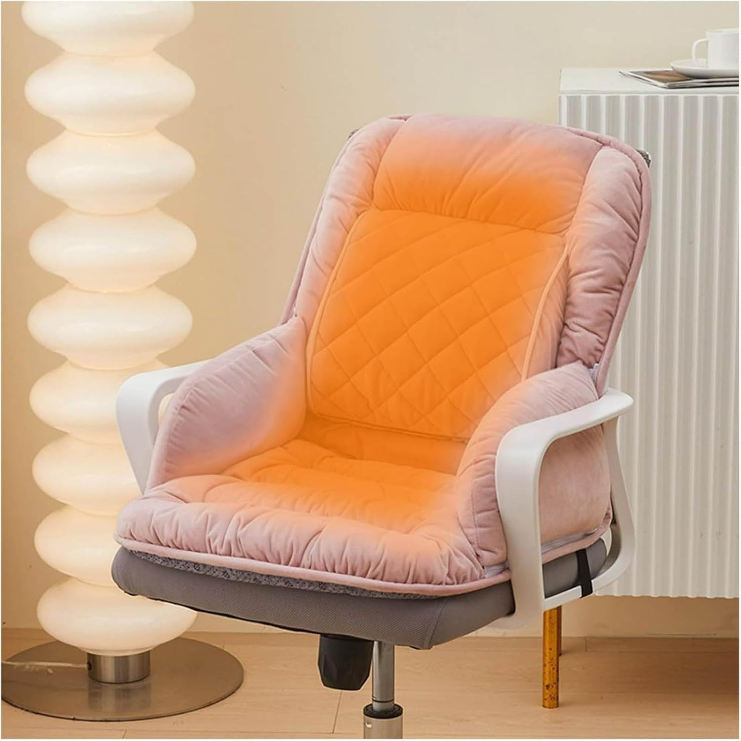 Office Heated Seat Cushion for Desk Chair,Upgraded Lumbar Support Seat for Cushions for Dorm Desk Chair with Back, USB Interface, 3-Speed Temperature Control (Light Pink)