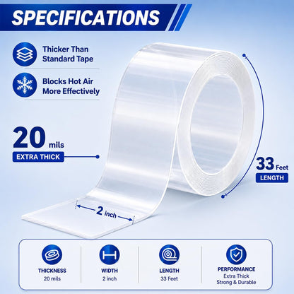 SWRT Window Sealing Tape, 2 in x 33 ft, 20 Mil Thick, AC Insulation Seal | Blocks Hot Air & Drafts; 20 Mil Heavy-Duty Seal; Strong Gap Sealing; Clean Seasonal Removal; Easy Cut & Press Application