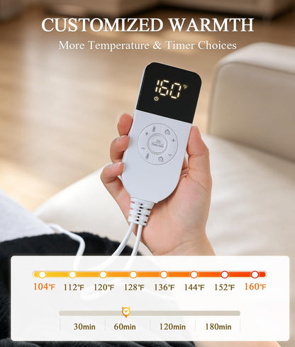 Infrared Weighted Heating Pad: 2X Graphene Fast Deep Pain Relief for Cramps Back - 1-Min Relax from Stiffness Soreness - 2.2 lb Gentle Pressure Far Infrared - 3H Auto Off 12” X 24”