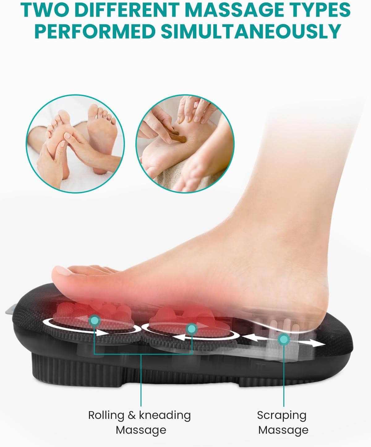 Nekteck Foot Massager with Heat, HSA Eligible FSA Massage Tools Gifts | Shiatsu Heated Electric Kneading Foot Massager Machine for Plantar Fasciitis, Built-in Infrared Heat Function and Power Cord