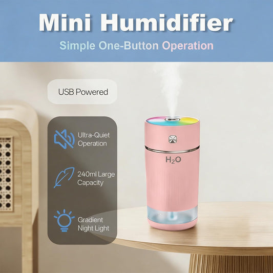 240ml Cool Mist Humidifier, 7 Color Night Lights, Whisper-Quiet Operation, Auto Shut-Off & Timer Function for Bedroom Baby Nursery Office, Blue