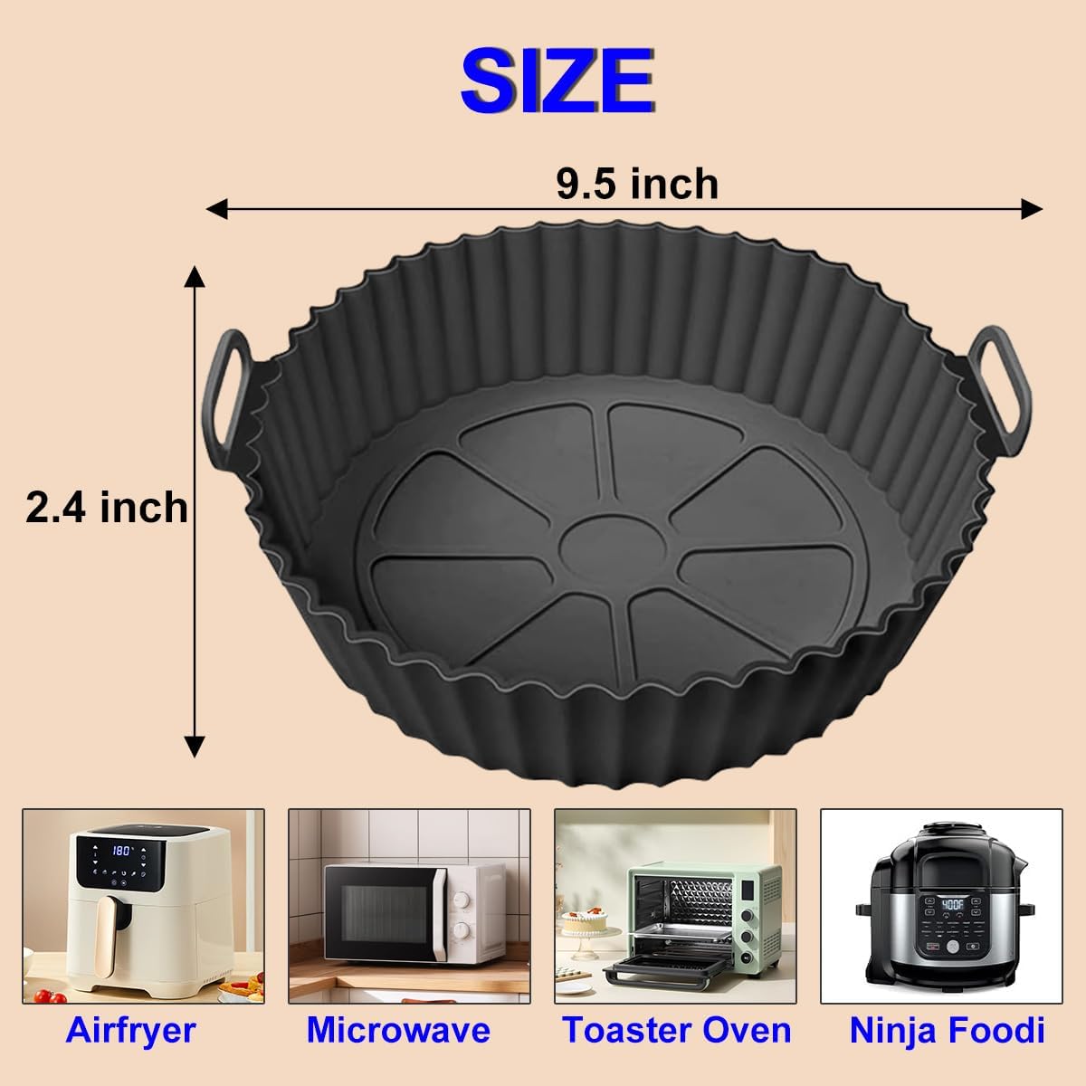 2 Pack 8 Inch Air Fryer Silicone Liners Pot,Air Fryer Basket Liners, Silicone Baking Tray Pots for 3 to 5 Qt for Air fryer Oven Reusable Baking Tray Oven Accessories (Gray)