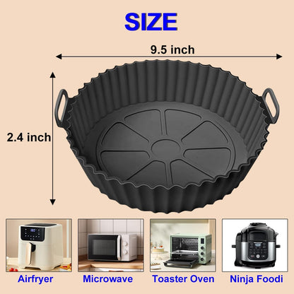 2 Pack 8 Inch Air Fryer Silicone Liners Pot,Air Fryer Basket Liners, Silicone Baking Tray Pots for 3 to 5 Qt for Air fryer Oven Reusable Baking Tray Oven Accessories (Gray)
