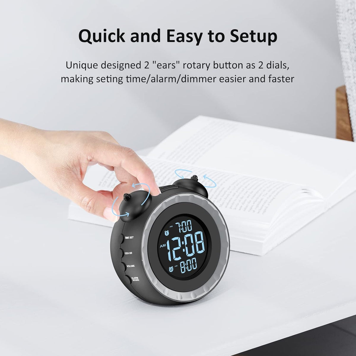 uscce Loud Dual Alarm Clock with Powerful Adjustable Bed Shaker