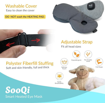 Rechargeable Heated Eye Mask for Dry Eyes, Blepharitis & Eye Fatigue | 3 Preset Heat Modes | 3.5 oz Weighted Comfort | Up to 6 Sessions per Charge | Auto Shut-Off | Washable Cover | USB-C Charging