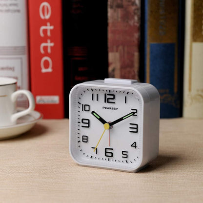 Peakeep Small Battery Operated Analog Travel Alarm Clock Silent