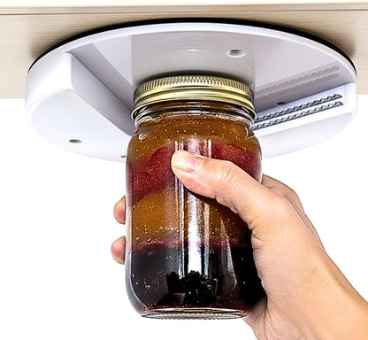 Under Cabinet Jar Opener - Jar Lid and Bottle Opener for Weak Hands - Kitchen Tool for Seniors - Effortless Opening Solution for Arthritis - Easy Installation - White, 7 Inch