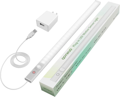 USB Plug-in Motion Sensor Light, ON/Night/Day Modes, Bright&Dimmable | 14" Slim LED Under Cabinet Lighting Indoor for Kitchen, Cabinet, Closet - 6000K Cool White, 1-Bar Standalone