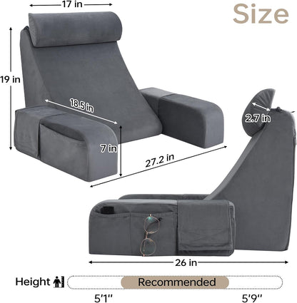 ENITYA 21" Reading Pillow for Bed with Firm Back Support & Big Pockets