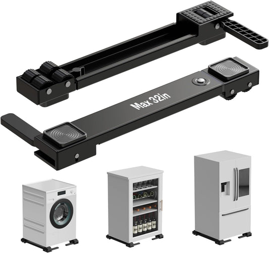 Appliance Rollers Heavy Duty,Newest Extendable Appliance Sliders,Liftable Washing Machine Base,Easily Move Washer and Dryer Machines,Refrigerators,Furniture-Black