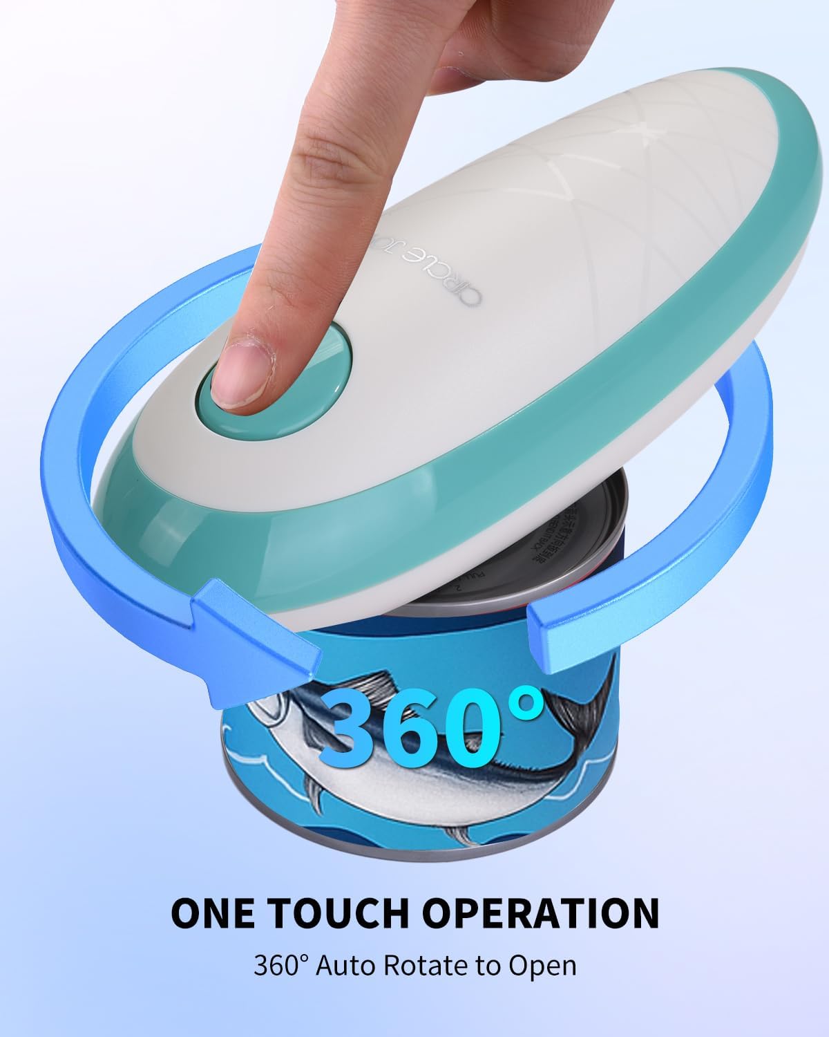 CIRCLE JOY Electric Can Opener, One-Touch Automatic Can Opening with Smooth Edges, Food Safety Handheld Battery-Operated Can Opener for Kitchen and Seniors, Blue