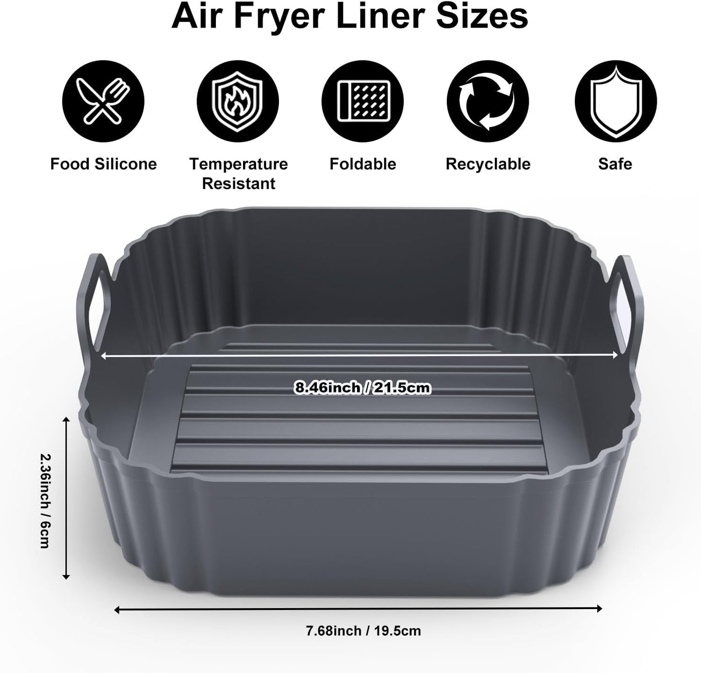 Silicone Air Fryer Liners 2 Pack, Reusable Liners Compatible for Ninja Foodi DZ201, DZ401, DZ550, COSORI, Chefman, Instant Air Fryer, and 6-in-1 8-10QT Air Fryer Baskets