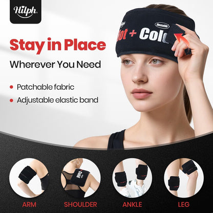 Hilph Ice Packs for Injuries 2 Pack, Hot Cold Gel Therapy Wrap with Strap