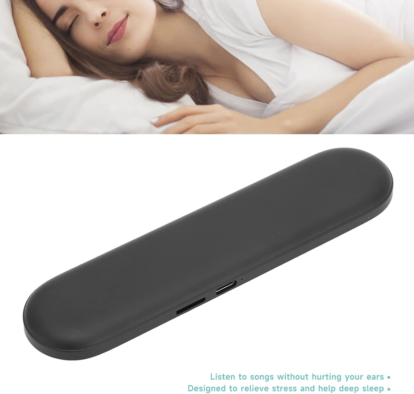 Pillow Speakers Bluetooth, Pillow Speakers, Bluetooth 5.3 Portable Bone Conduction Speaker with Timer Off Function, Mini Pillow Speaker for Adults, Children, Babies(White)