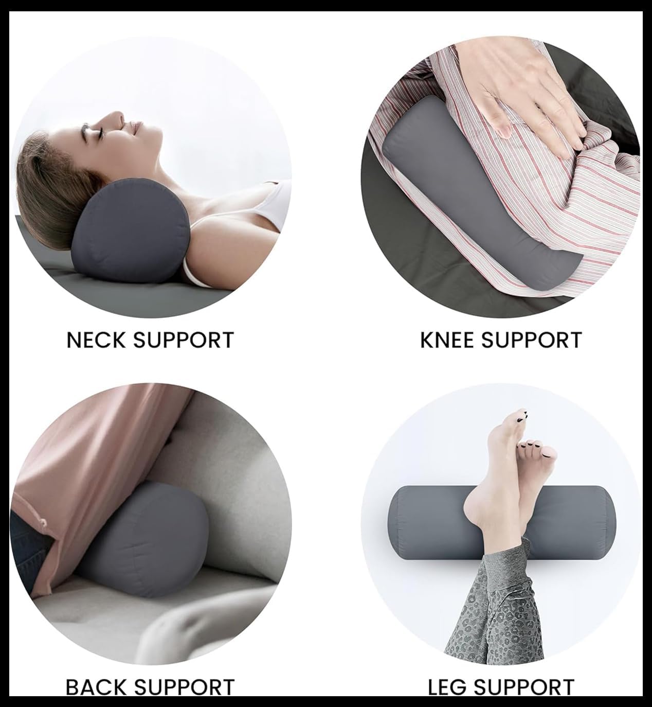 SAHARBEDDINGS 2 PC Cervical Neck Roll Pillow Cover with Cotton Bolster Pillowcases for Cylindrical Cushion Round Neck Pillowcase Zipper Closer (Blush, 13x6 Roll Pillow Set of 2)