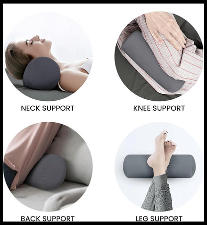 SAHARBEDDINGS 2 PC Cervical Neck Roll Pillow Cover with Cotton Bolster Pillowcases for Cylindrical Cushion Round Neck Pillowcase Zipper Closer (Blush, 13x6 Roll Pillow Set of 2)