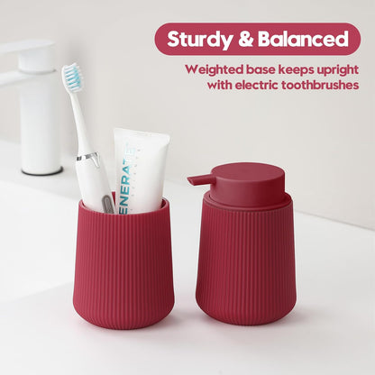 YAUKPH Black Striped Toothbrush Holder | for Electric Toothbrushes Bathroom Organizer Cup for Toothpaste Kids & Adults