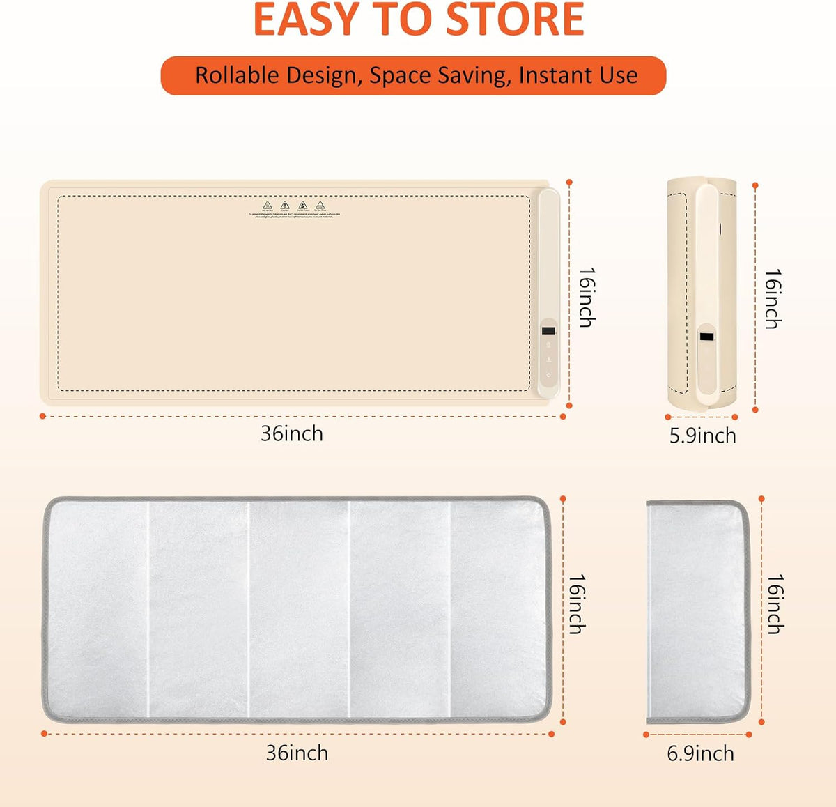 Warming Mat for Food,36"x16" Large Food Warmer Mats for Countertop (Gray)
