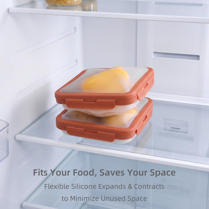 Reusable Silicone Food Storage Container with Lid Avocado Saver(6.5 cups/0.4 gal), Onion Keeper, Silicone Kitchen Organizers for Fridge