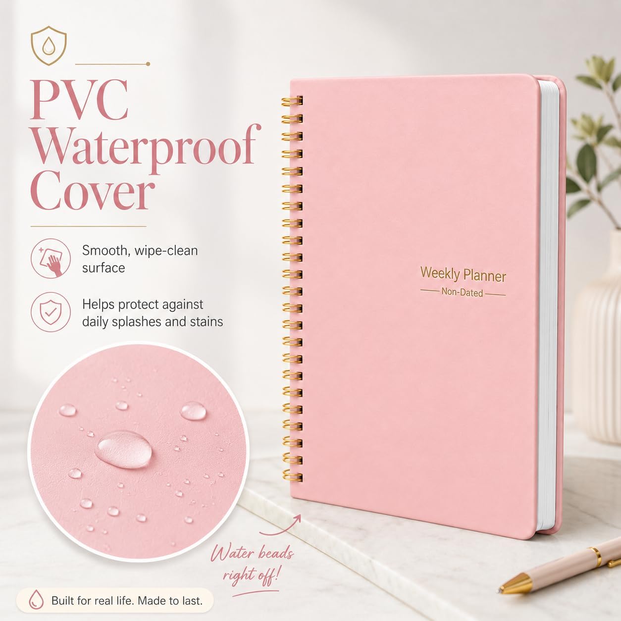 Undated Weekly Planner With Habit Tracker & To Do List 5.7 x 8.0 inch | Avoid Unfocused Busywork,Productivity Organizer,No-Bleed Thick Pages,Portable Size,Lay-Flat Spiral for Hands Free