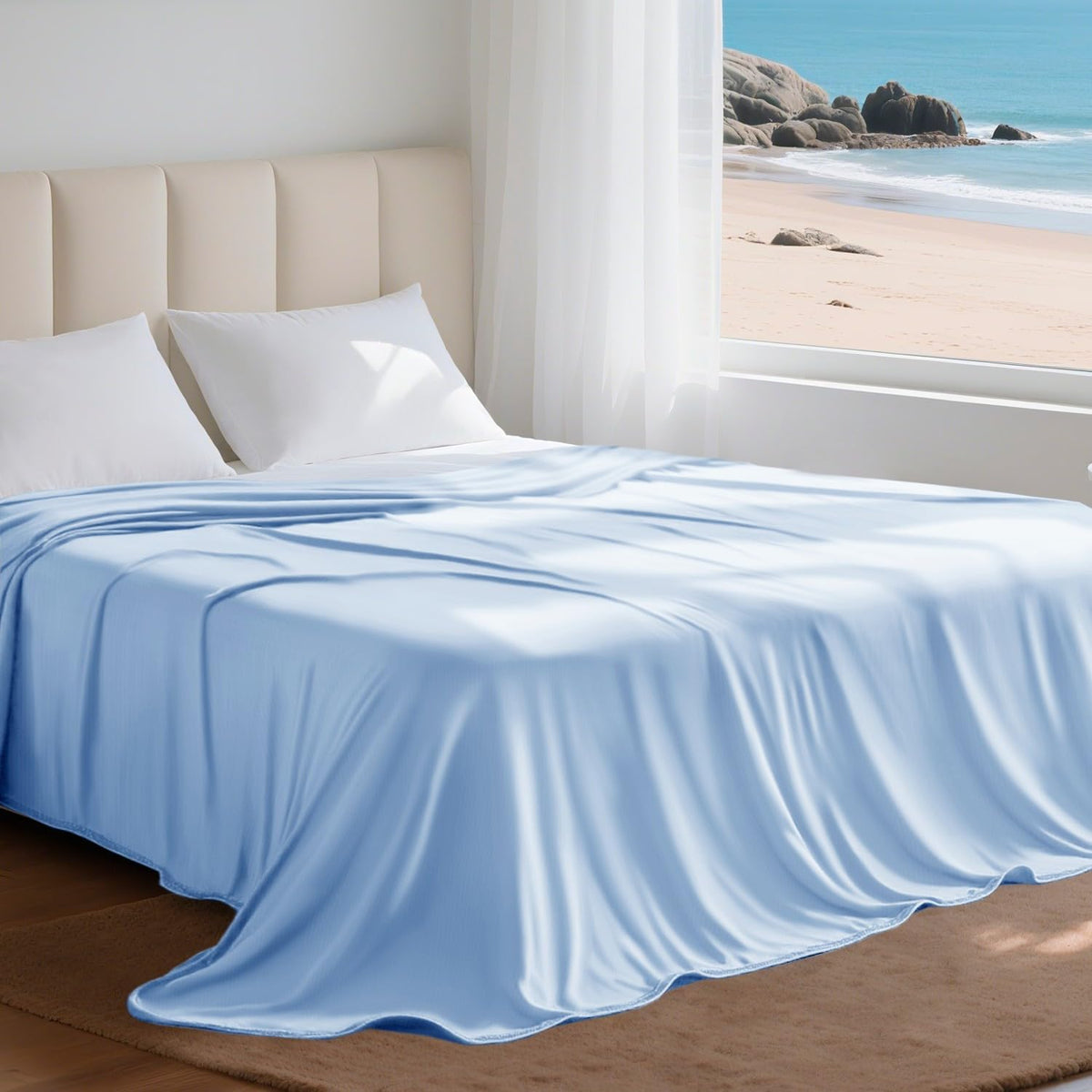 Cooling Blanket Queen Size for Hot Sleepers, Q-Max >0.4, 90 x 90 Inch, Grey