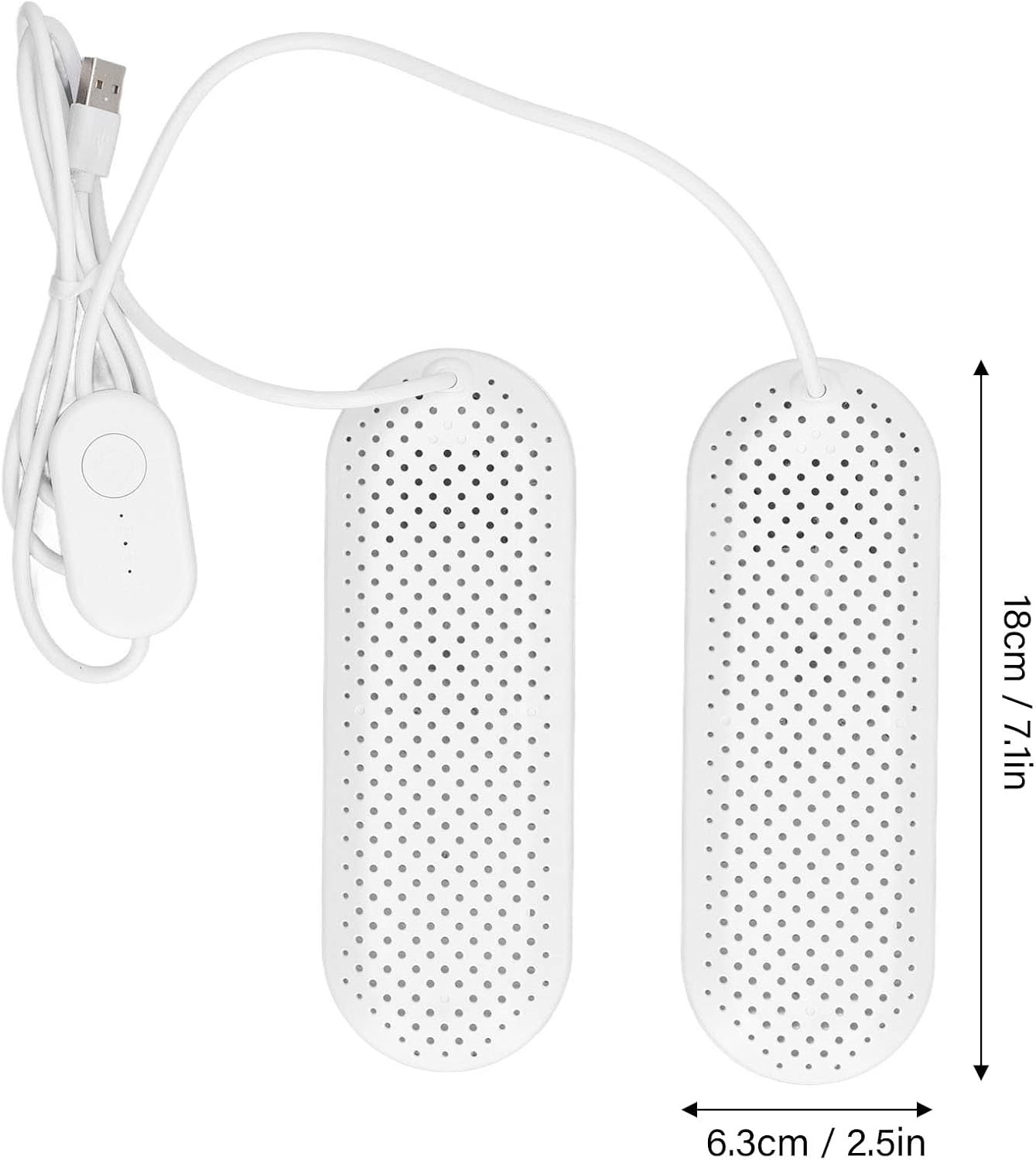 USB Shoe Dryer with Timer, Dryer for Adults and Students, 122F Fast Drying, Portable, ABS and Ceramic, 6.3x18cm USB Shoe with Timer, Deodorizing Boot Nan Household Appliances (White)
