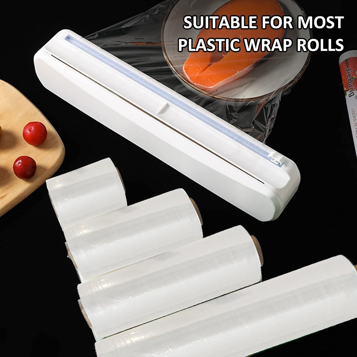 Plastic Wrap Dispenser With Cutter, Reusable Cling Film Dispenser, Cling Wrap Dispenser With Slide Cutter, Also For Aluminum Foil, Tin Foil, Baking Paper (L)