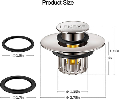 LEKEYE Tub Stopper | Shower Drain Hair Catcher | Pop-up Drain Stopper with Strainer | Bathroom Bathtub Plug | Drain Protector for 1-1/2 to 1-3/4" Bath Drain Hole