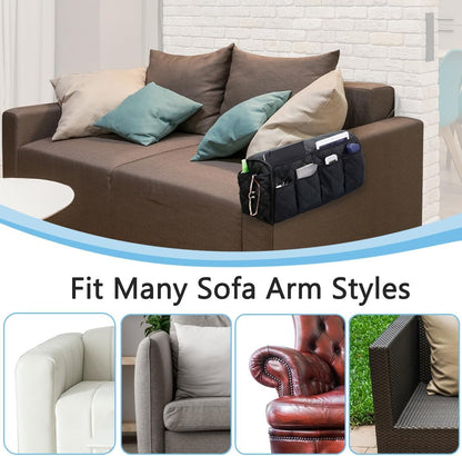 Remote Control Holder for Armchair, Armchair Caddy TV Remote Holder for Recline 14 Pockets, Non-Slip Remote Caddy Couch Caddy Organizer for TV Remote, Phone, Magazine (Brown)