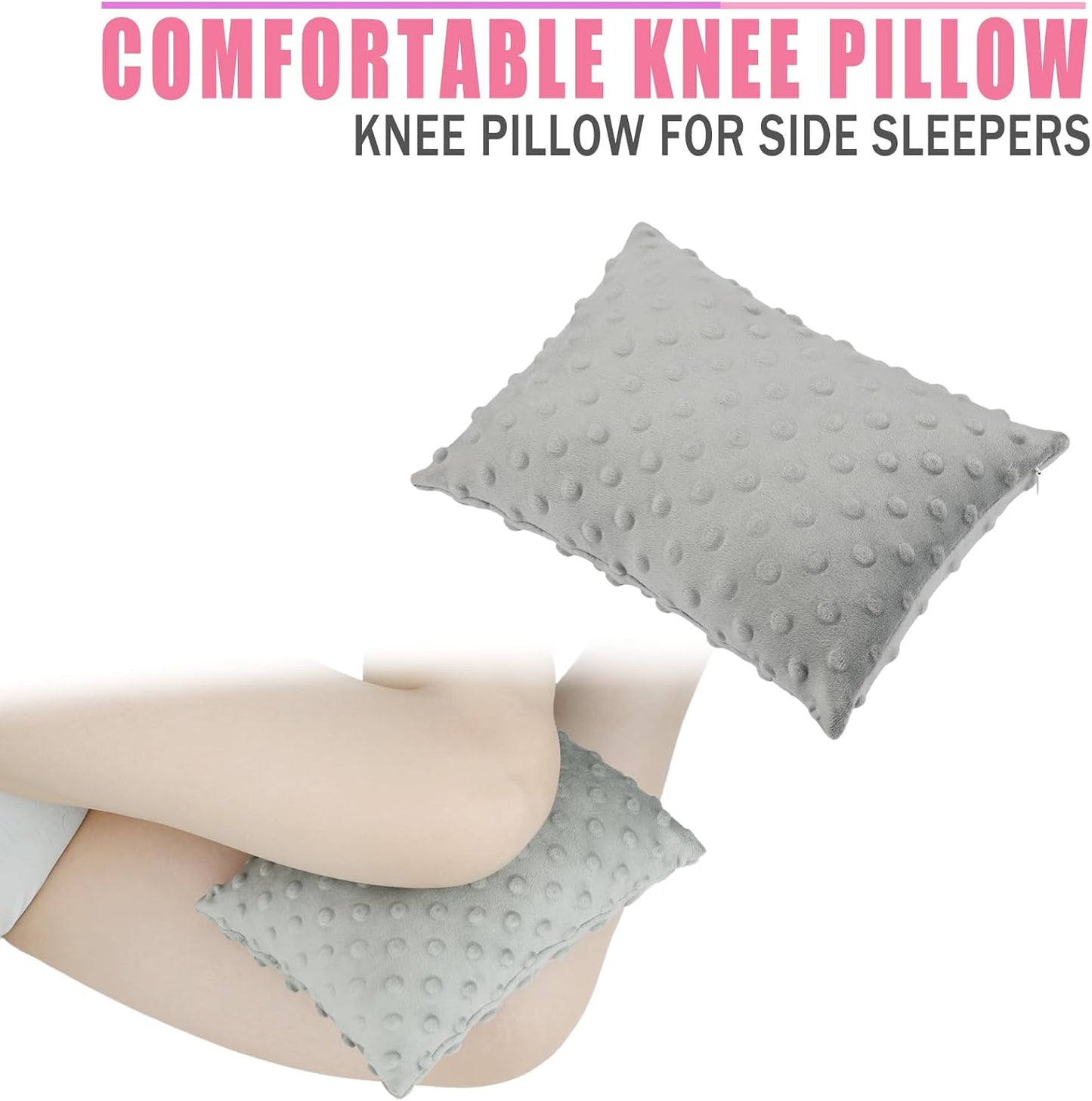 Soft Knee Pillow Leg Pillows 11" x 7.8" Small Hip Support Pillows Between Legs for Side Sleepers Sciatica Joints Pain Relief Machine Washable Post Surgery Cushion Gifts, Minky Dot Light Gray