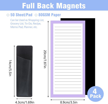 Thboxes 4 Pack Magnetic Note Pad for Fridge with Pen Holder, Totally 200 Sheets Grocery List Magnet Pad for Refrigerator Magnetic Shopping List Pad（Fruit Design） | Full-Back Magnet, 80Gsm FSC-certified Paper, School Office Home Supplies Grocery List