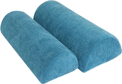 1/2 Pack Half Moon Bolster Pillow for Legs, Knees, Lower Back and Head | Lumbar Support Pillow for Bed, Sleeping | Semi Roll for Ankle and Foot Comfort - Machine Washable Cover(09,M:50x17x9cm)