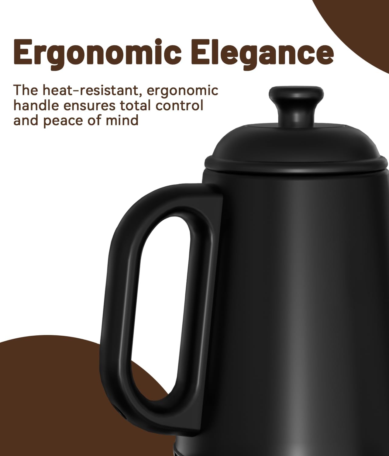 1L Gooseneck Electric Kettle for Pour Over Coffee & Tea | 1000W Fast Heating, Food-Grade Stainless Steel, Auto Shut-Off & Boil-Dry Protection, BPA-Free, Black
