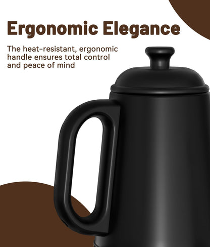 1L Gooseneck Electric Kettle for Pour Over Coffee & Tea | 1000W Fast Heating, Food-Grade Stainless Steel, Auto Shut-Off & Boil-Dry Protection, BPA-Free, Black
