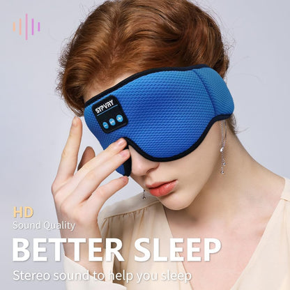 Bluetooth Sleep Mask Wireless Headphones 3D Bluetooth Eye Mask for Side Sleepers SYPVRY Blackout Eye Mask with Headphones Speaker for Airplane,Travel, Black