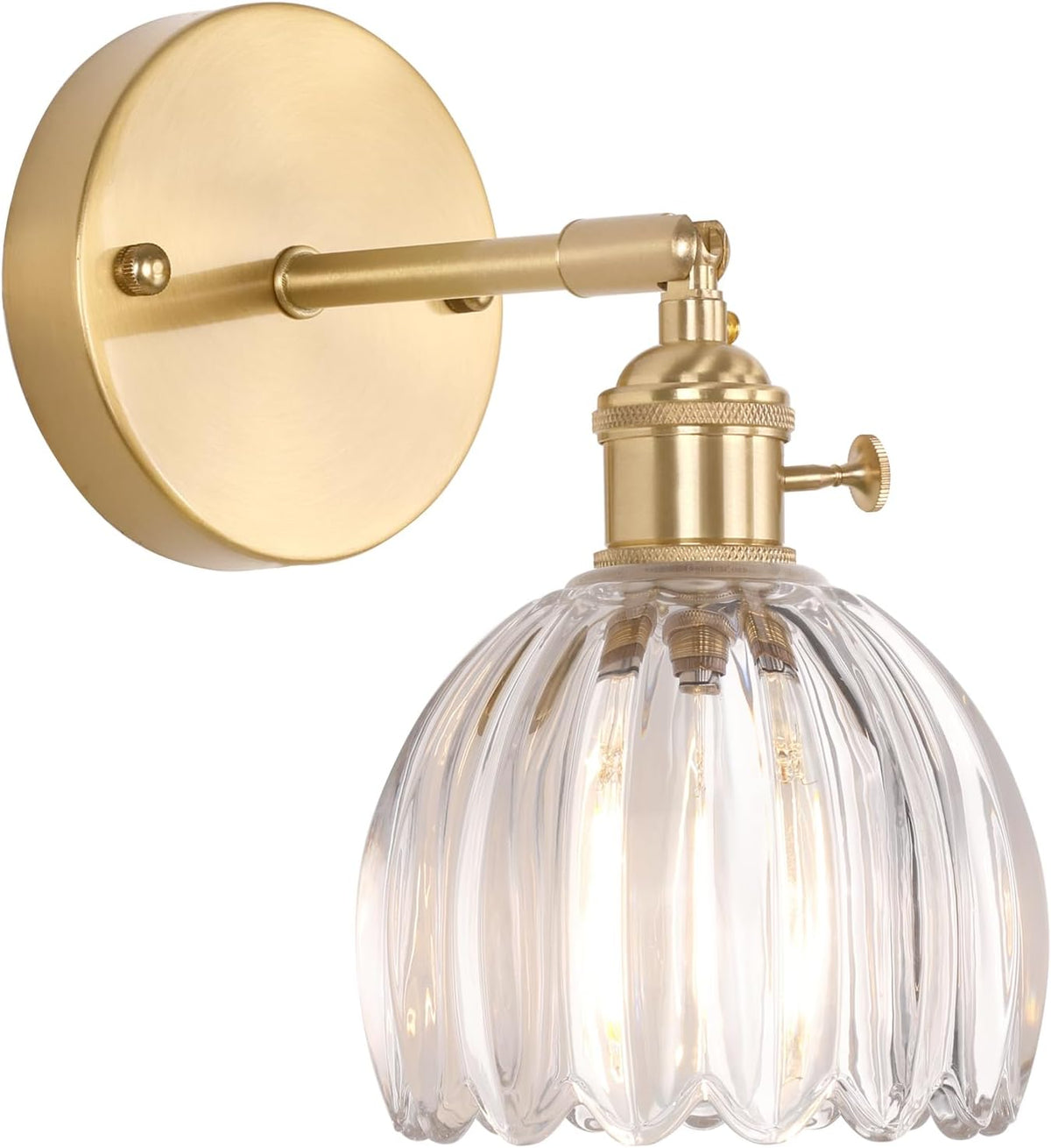 Shenmoyl Vintage Battery Operated Wall Sconce with Green Tulip Glass Lampshade Rechargeable Battery Powered Wall Light with Remote Control for Bedside Bedroom Doorway