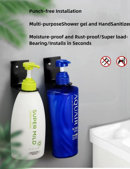 Soap Bottle Dispenser Holder Wall Mount 3PCS, Stainless Steel Bottle Holder Set Shampoo Conditioner Body Wash Dispenser Hanger Rack Shampoo Hole for 1.06in Holder for Kitchen Bathroom-Black
