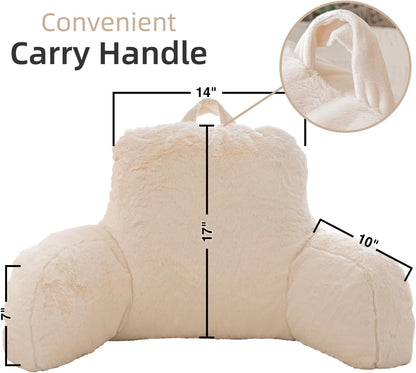 A Nice Night Ivory Reading Pillow, 18.5" Bed Wedge Pillows with Arms