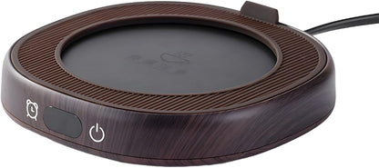 Electric Mug Warmer with 4 Temperature Settings and Auto Shut Off, 25W Wood Grain Beverage Warmer for Desk, UL/CE Certified, 5.1 x 5.1 in / 130 x 130 cm