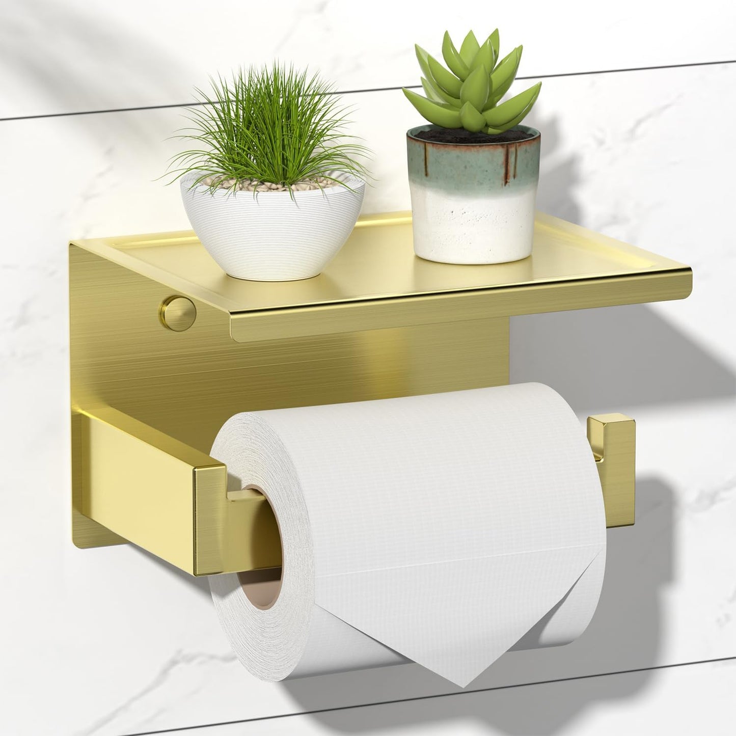 HITSLAM Toilet Paper Holder Matte Black, Adhesive Wall Mount, No Rotation | Heavy Duty Metal | anti rotation slot | vertical or horizontal setup |rustproof matte black finish|Bathroom Tissue Dispenser