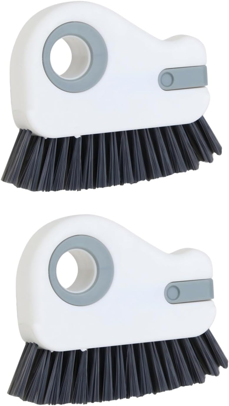 RUIGENG2-in-1 Window Groove Cleaning Brush, | Window Sill Track Cleaner Tool, Cleaning Brush for Sliding Door, Shower Door Sills and Household Narrow Gaps, 2 Pack Gray